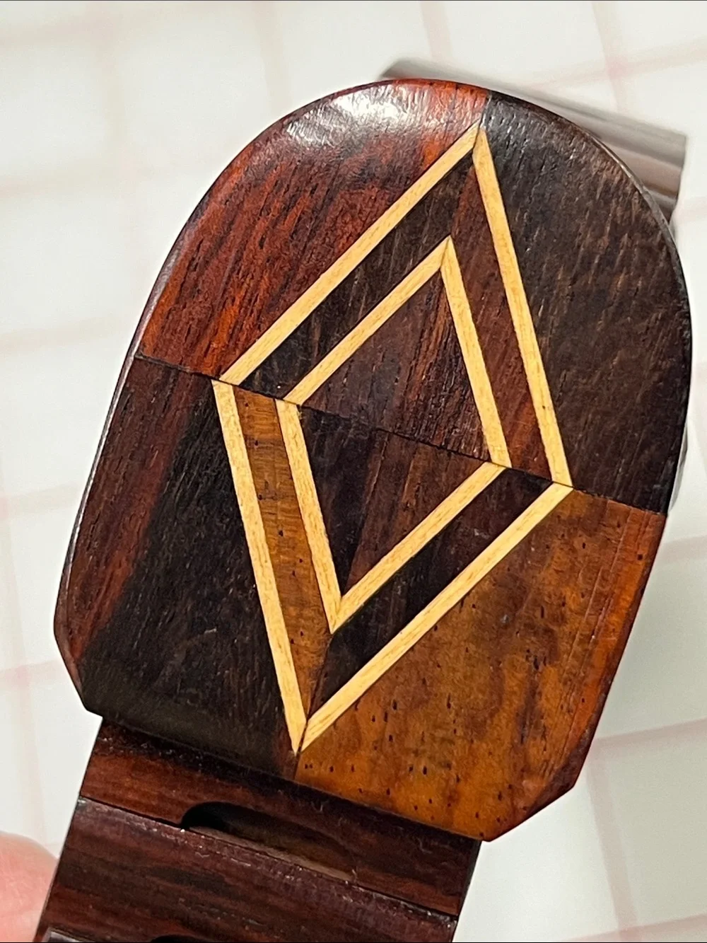 UNIQUE Men's/Women's Brown Wooden Belt with Inlaid Geometric Buckle 40.5